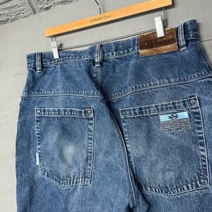 School of Hard Knocks Denim Jeans Mens 38 Loose Fit Baggy Blue Cotton